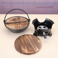 Japanese Cast Iron Sukiyaki Hot Pot Set with Alcohol Stove
