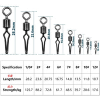 American Swivel Snap Connectors for Fishing Lines, Black, 50-Pack