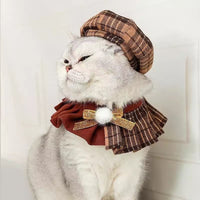 Pet Beret Hat, Collar, and Bib Set for Cats and Dogs - Christmas Edition