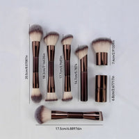 7-Piece Double-Ended Retractable Makeup Brush Set for Foundation, Powder, and Contour