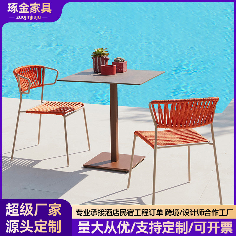 Rattan Weave Outdoor Dining Chair for Balcony Patio Garden Hotel