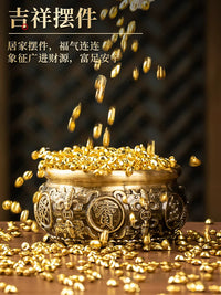 Solid Brass Gold Ingot Ornament for Wealth and Prosperity, Home Decor