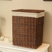 Woven Laundry Hamper with Liner, Rattan-Style Storage Basket for Clothes, Toys, and Sundries