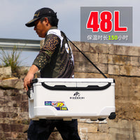 Portable Insulated Fishing Cooler Box with Seat Cushion, Large Capacity for Sea Fishing, Boat Fishing, and Outdoor Refrigeration