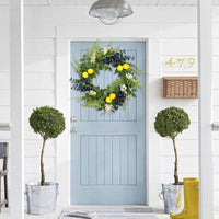 Artificial Lemon Blueberry Eucalyptus Wreath for Front Door Decor