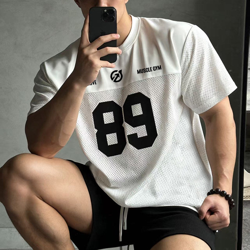 Men's Mesh Quick-Dry Athletic T-Shirt for Training, Basketball, and Rugby
