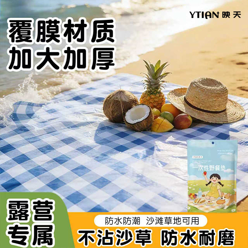 Disposable PE Laminated Picnic Mat for Outdoor Camping Beach Festivals - Waterproof, Moisture-proof, Oil-proof