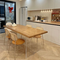Solid Wood & Acrylic Floating Dining Table with Legs for Small Apartments, Living Room, or Office