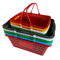 Large Capacity Plastic Shopping Basket with Handles for Groceries, Snacks, Fruits, and Beverages