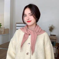 Korean Style Soft Wool Knit Triangle Scarf for Women, Multi-functional Warm Neck Warmer