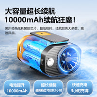 Portable Waist Clip Fan with Flashlight, Rechargeable Personal Fan for Outdoor Work