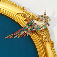 Vintage Heavy Tassel Horse Brooch Retro Fashion Animal Pin Palace Style Jewelry