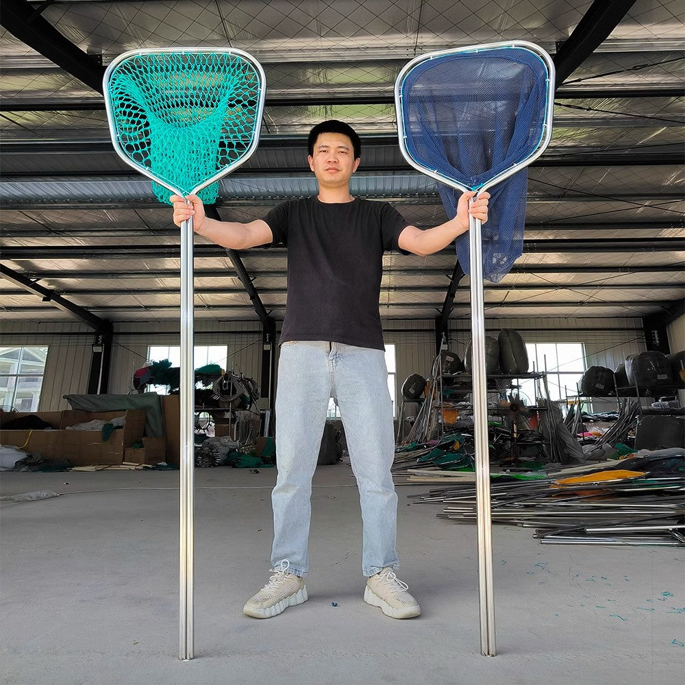 Stainless Steel Integrated Fishing Landing Net for Large Fish and Shrimp