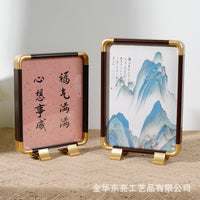 Vintage-Style Double-Sided Picture Frame with Faux Bronze Corners, Desktop Display for Photos and Art