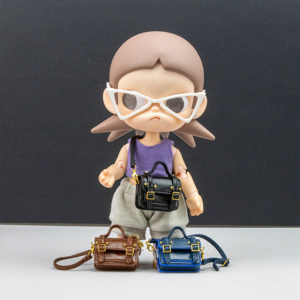 Miniature School Style Crossbody Bag for OB11 1/6 BJD Cotton Dolls