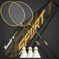 Badminton Racket Set, Alloy Split-Shaft, 2-Pack for Adults, Black Gold, Recreational Practice