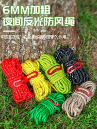 Reflective 6mm Guy Ropes for Outdoor Tents and Tarps, 4m Adjustable Windproof Camping Cord