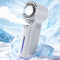Portable Misting Fan with Ice Compress Function, USB Rechargeable Handheld Cooling Fan