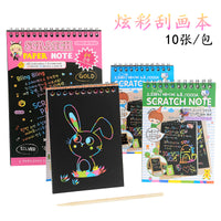 Kids DIY Scratch Art Notebook Creative Rainbow Drawing Book