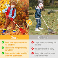 Detachable Leaf Rake with Wooden Handle for Garden and Lawn Care