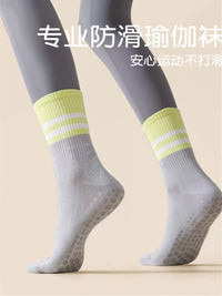 Non-Slip Mid-Calf Yoga Socks with Full Silicone Grip for Pilates & Fitness Training