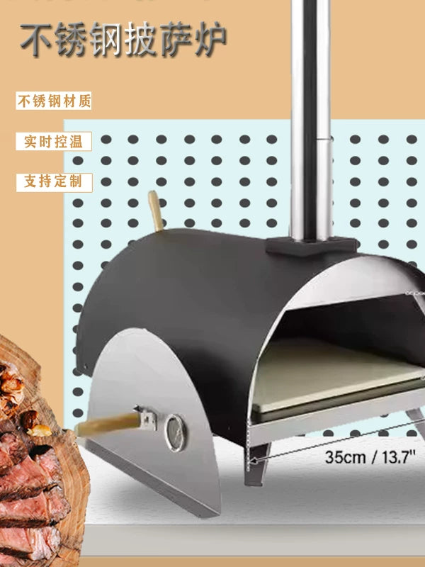 21-inch Outdoor Charcoal Pizza Oven and BBQ Grill Combo for Patio Camping Picnics, Thickened Rust-proof High-Temperature Resistant
