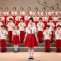 Children's Chinese Style Red Chorus Performance Dress for Primary and Middle School Students
