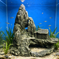 Aquarium Rockery Ornament Set with Hiding Cave and Turtle Basking Platform
