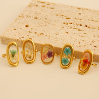 Stainless Steel Dried Flower Open Adjustable Ring