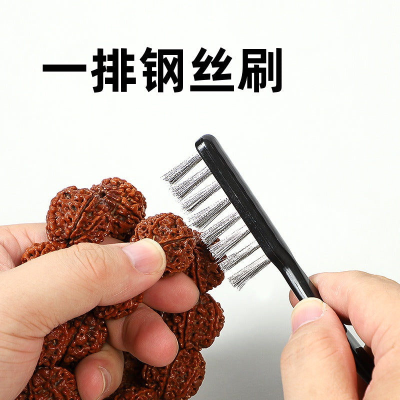 1-Row Stainless Steel Wire Brush with Plastic Handle for Cleaning and Rust Removal