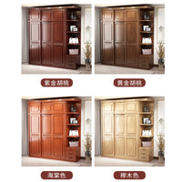 Solid Wood Wardrobe Sliding Door with Mirror Modern Minimalist Bedroom Home 2/3-Door Sliding Cabinet Chinese Style Large Armoire