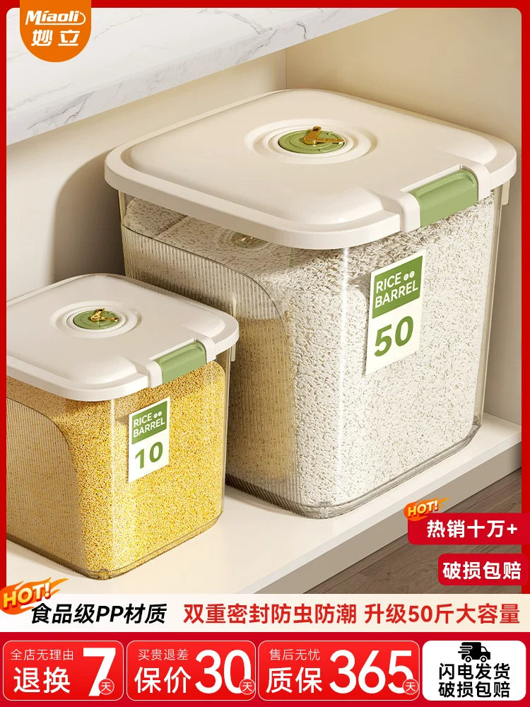 Household Rice Storage Container with Insect-Proof and Moisture-Proof Seal, Large Capacity for Rice and Flour