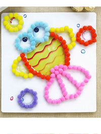 Colorful Small Pom-Poms & High-Elasticity Twist Sticks for Kids' DIY Craft & Collage Materials