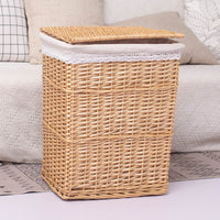 Large Woven Laundry Hamper with Lid - Fabric Storage Basket for Bedroom & Bathroom