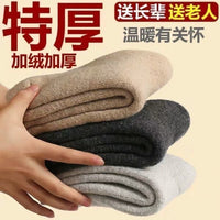 Men's Winter Thermal Mid-Calf Terry Socks - Thickened, Odor-Resistant & Breathable