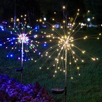 Solar LED Firework Garden Stake Lights for Outdoor Pathway & Patio Decor, Waterproof Landscape Ambient Lighting