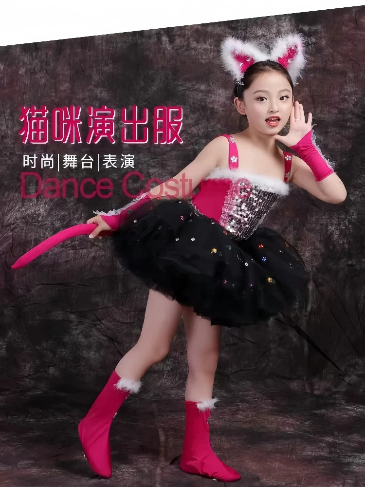 Kids' Dancing Monster Cat Costume for Stage Performance