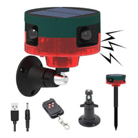 Solar Powered Motion Sensor Alarm with Strobe Light and Siren for Home Security