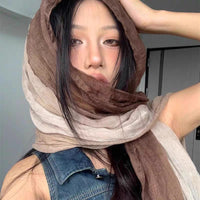 Ethnic Style Linen Pleated Gradient Scarf Headscarf Shawl