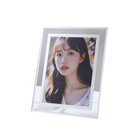Transparent Glass Photo Frame with Stand for Desktop Display, Modern Crystal Clear Picture Frame