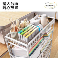 Rolling 3/4-Tier Metal Book Cart with Storage Shelves for Students and Office