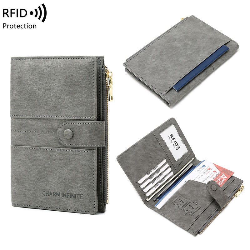 RFID Blocking Passport Holder with Zipper Closure - Multi-functional Travel Document Organizer