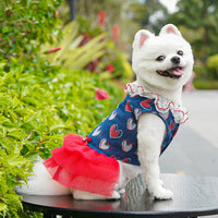 Pet Denim Cherry Harness Dress for Small to Medium Dogs and Cats