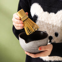 Japanese Ceramic Matcha Bowl Set with Whisk and Stand for Traditional Tea Ceremony