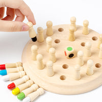 Wooden Memory Chess Game for Kids, Educational Color Recognition Board Game Toy