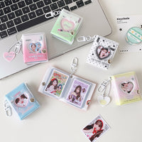 Hisocute Cartoon Heart Mini Photo Album Keychain for 2-inch ID Photos