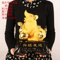 Large Chinese Zodiac Animal Figurine, Resin Gold Sand Craft for Home Decor and Gifts