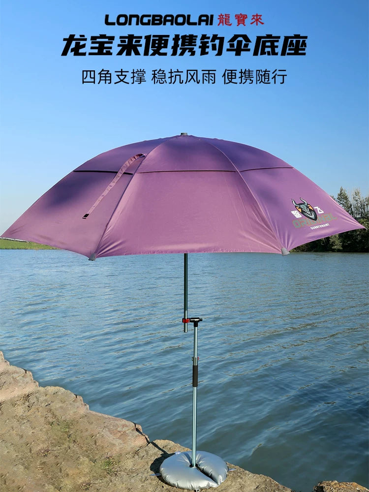 Portable Fishing Umbrella Stand with Ground Insert and Folding Base