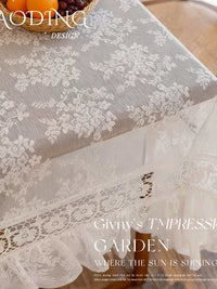 French Vintage Lace Tablecloth Dust Cover with Embroidery for Dining Table or Coffee Table