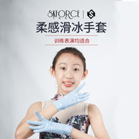 Figracy Kids Girls Figure Skating Gloves Performance Ice Skating Warm Hand Protection Adult Rhinestone Training Gloves